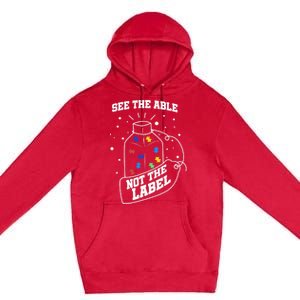 See The Able Not The Label Puzzle Cool Autism Awareness Gift Premium Pullover Hoodie