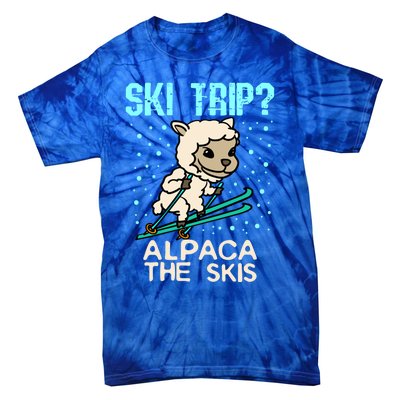 Ski Trip Alpaca The Skis Funny Skier Gift Ski Skiing Lover Funny Gift Tie-Dye T-Shirt