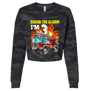 Sound The Alarm Im 3 3rd Birthday Fireman Firetruck Boy Cropped Pullover Crew