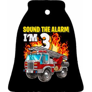 Sound The Alarm Im 3 3rd Birthday Fireman Firetruck Boy Ceramic Bell Ornament