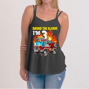 Sound The Alarm Im 3 3rd Birthday Fireman Firetruck Boy Women's Strappy Tank