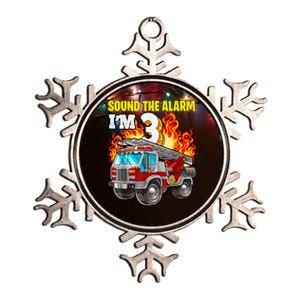 Sound The Alarm Im 3 3rd Birthday Fireman Firetruck Boy Metallic Star Ornament