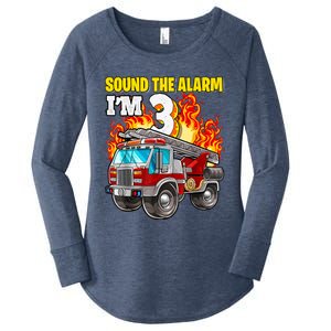 Sound The Alarm Im 3 3rd Birthday Fireman Firetruck Boy Women's Perfect Tri Tunic Long Sleeve Shirt