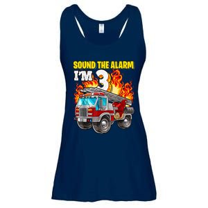 Sound The Alarm Im 3 3rd Birthday Fireman Firetruck Boy Ladies Essential Flowy Tank