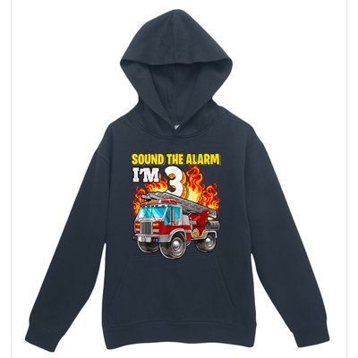 Sound The Alarm Im 3 3rd Birthday Fireman Firetruck Boy Urban Pullover Hoodie