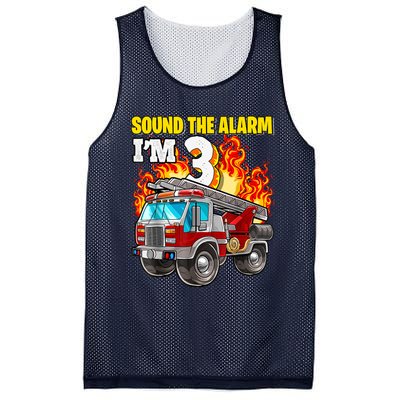 Sound The Alarm Im 3 3rd Birthday Fireman Firetruck Boy Mesh Reversible Basketball Jersey Tank