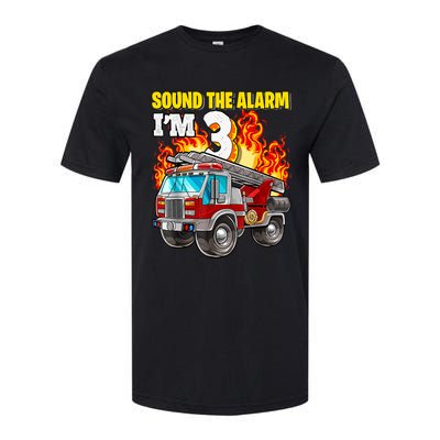 Sound The Alarm Im 3 3rd Birthday Fireman Firetruck Boy Softstyle CVC T-Shirt