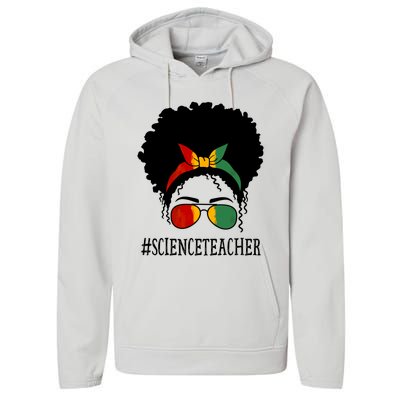 Science Teacher African Messy Bun Black History Month Cute Gift Performance Fleece Hoodie