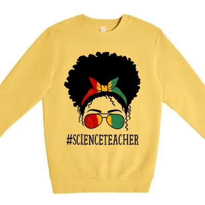 Science Teacher African Messy Bun Black History Month Cute Gift Premium Crewneck Sweatshirt