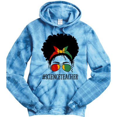 Science Teacher African Messy Bun Black History Month Cute Gift Tie Dye Hoodie