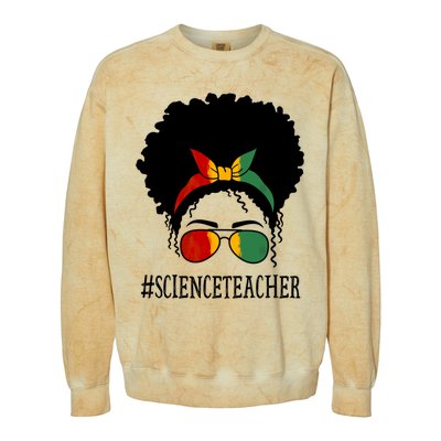 Science Teacher African Messy Bun Black History Month Cute Gift Colorblast Crewneck Sweatshirt