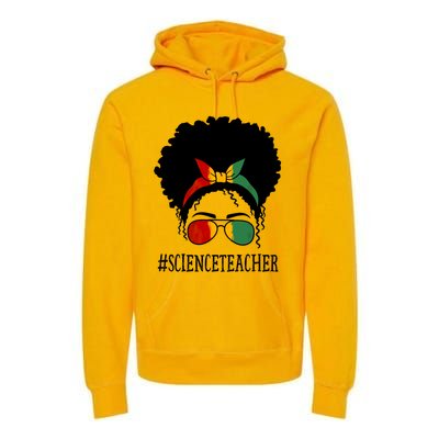 Science Teacher African Messy Bun Black History Month Cute Gift Premium Hoodie