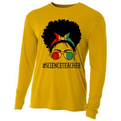 Science Teacher African Messy Bun Black History Month Cute Gift Cooling Performance Long Sleeve Crew