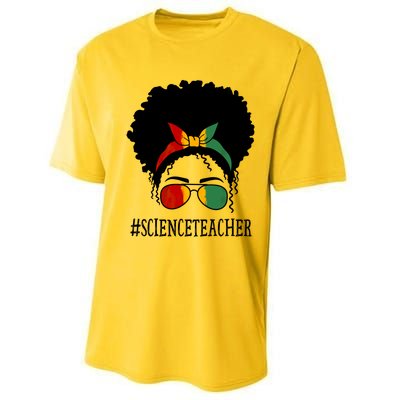 Science Teacher African Messy Bun Black History Month Cute Gift Performance Sprint T-Shirt