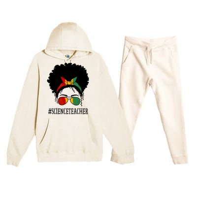 Science Teacher African Messy Bun Black History Month Cute Gift Premium Hooded Sweatsuit Set