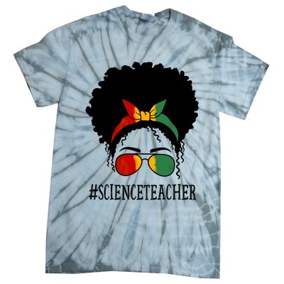 Science Teacher African Messy Bun Black History Month Cute Gift Tie-Dye T-Shirt