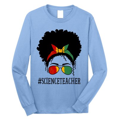 Science Teacher African Messy Bun Black History Month Cute Gift Long Sleeve Shirt