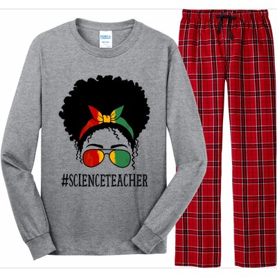 Science Teacher African Messy Bun Black History Month Cute Gift Long Sleeve Pajama Set