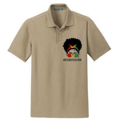 Science Teacher African Messy Bun Black History Month Cute Gift Dry Zone Grid Polo