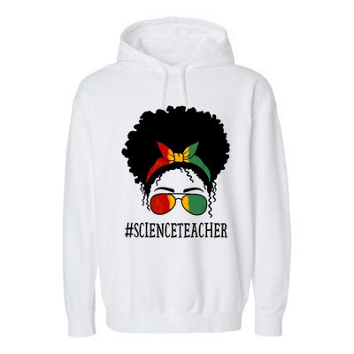 Science Teacher African Messy Bun Black History Month Cute Gift Garment-Dyed Fleece Hoodie