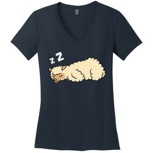 Sleeping Tired Alpaca Pajama Love Alpacas Women's V-Neck T-Shirt