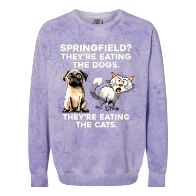 Springfield They Are Eating Dogs They Are Eating The Cats Colorblast Crewneck Sweatshirt