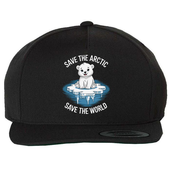 Save the Arctic Save the World Climate Change Earth Day Wool Snapback Cap