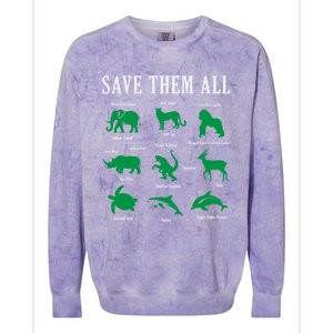 Save Them All National Endangered Species Day 2024 Gift Colorblast Crewneck Sweatshirt