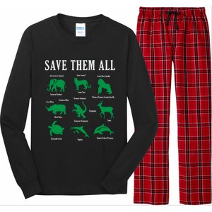 Save Them All National Endangered Species Day 2024 Gift Long Sleeve Pajama Set