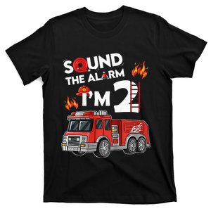 Sound The Alarm I'm 2 Little Firefighter 2nd Birthday T-Shirt