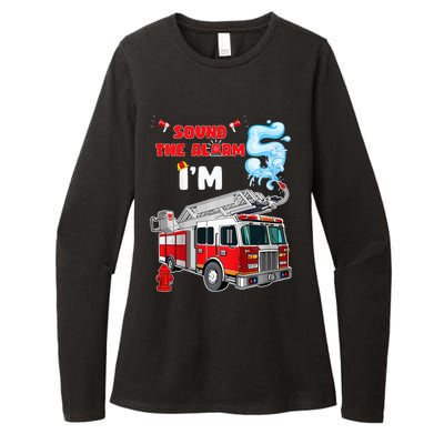 Sound the Alarm I'm 5! Fire Truck Firefighter Birthday Womens CVC Long Sleeve Shirt