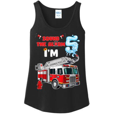 Sound the Alarm I'm 5! Fire Truck Firefighter Birthday Ladies Essential Tank