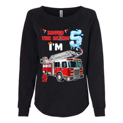 Sound the Alarm I'm 5! Fire Truck Firefighter Birthday Womens California Wash Sweatshirt