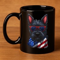 Scottish Terrier American Flag US Tee 4th July Gifts Graphic 11oz C Handle Ceramic Mug
