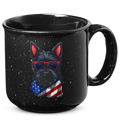 Scottish Terrier American Flag US Tee 4th July Gifts Graphic 15oz Campfire Ceramic Mug
