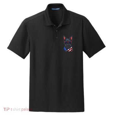 Scottish Terrier American Flag US Tee 4th July Gifts Graphic Dry Zone Grid Polo