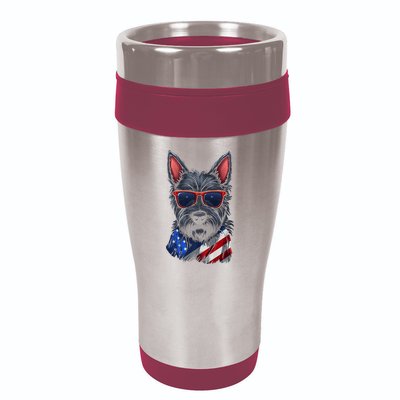 Scottish Terrier American Flag US Tee 4th July Gifts Graphic 16oz Travel Tumbler
