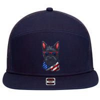 Scottish Terrier American Flag US Tee 4th July Gifts Graphic 7 Panel Mesh Trucker Snapback Hat
