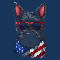 Scottish Terrier American Flag US Tee 4th July Gifts Graphic 7 Panel Mesh Trucker Snapback Hat