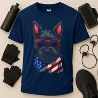 Scottish Terrier American Flag US Tee 4th July Gifts Graphic Cooling Performance Crew T-Shirt