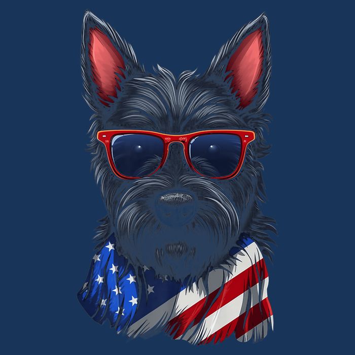 Scottish Terrier American Flag US Tee 4th July Gifts Graphic Cooling Performance Crew T-Shirt
