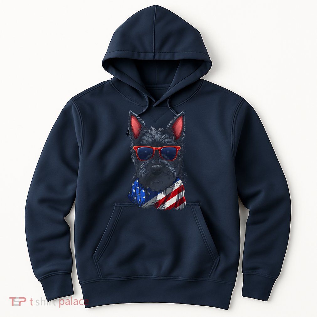 Scottish Terrier American Flag US Tee 4th July Gifts Graphic Hoodie