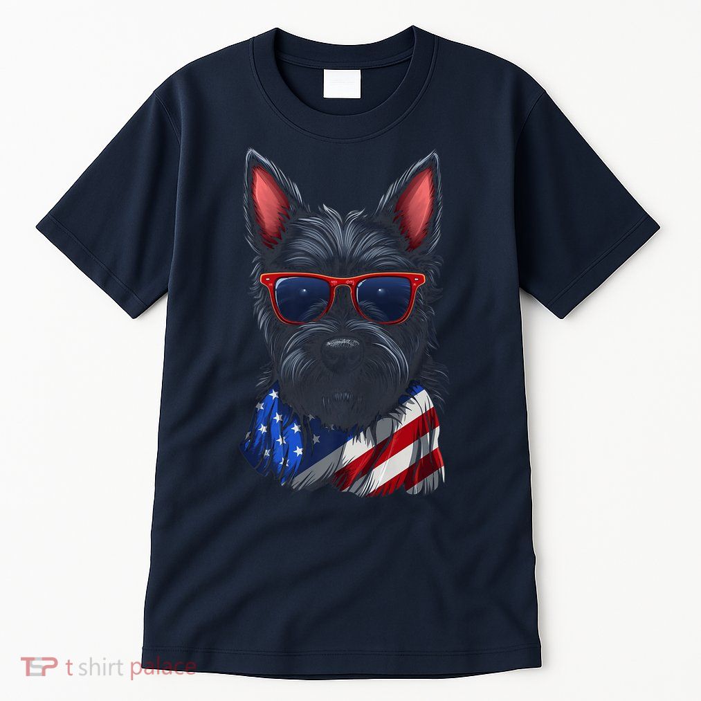 Scottish Terrier American Flag US Tee 4th July Gifts Graphic Tall T-Shirt