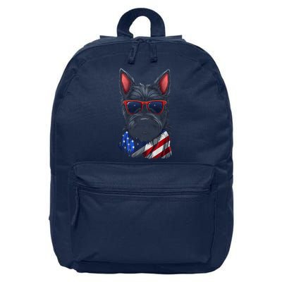 Scottish Terrier American Flag US Tee 4th July Gifts Graphic 16 in Basic Backpack