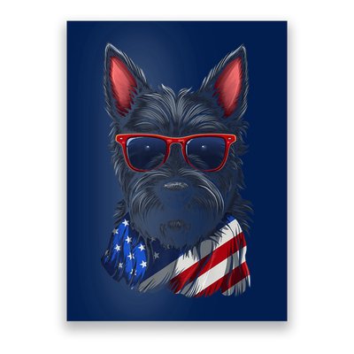 Scottish Terrier American Flag US Tee 4th July Gifts Graphic Poster