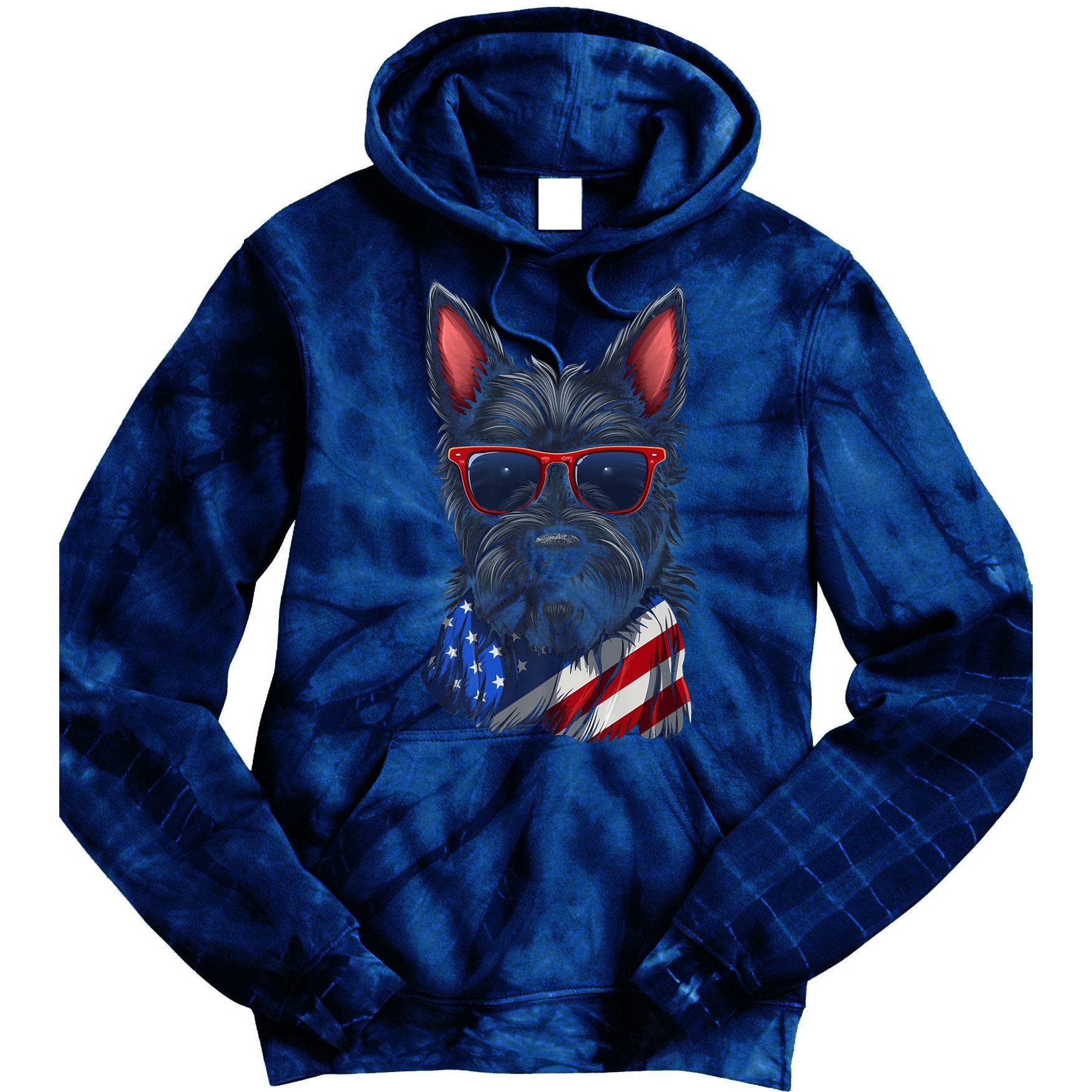 Scottish Terrier American Flag US Tee 4th July Gifts Graphic Tie Dye Hoodie