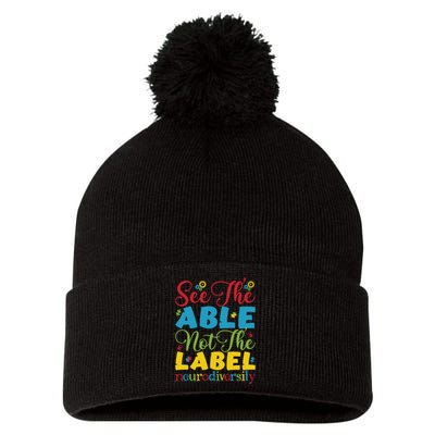 See The Able Not The Label Neurodiversity Autism Awareness Month Pom Pom 12in Knit Beanie