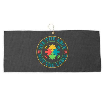 See The Able Not The Label Puzzle Autism Awareness Month Large Microfiber Waffle Golf Towel