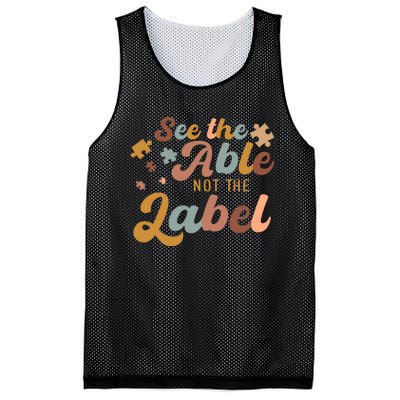 See The Able Not The Label Autism Awareness Day Puzzle Piece Mesh Reversible Basketball Jersey Tank