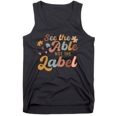 See The Able Not The Label Autism Awareness Day Puzzle Piece Tank Top